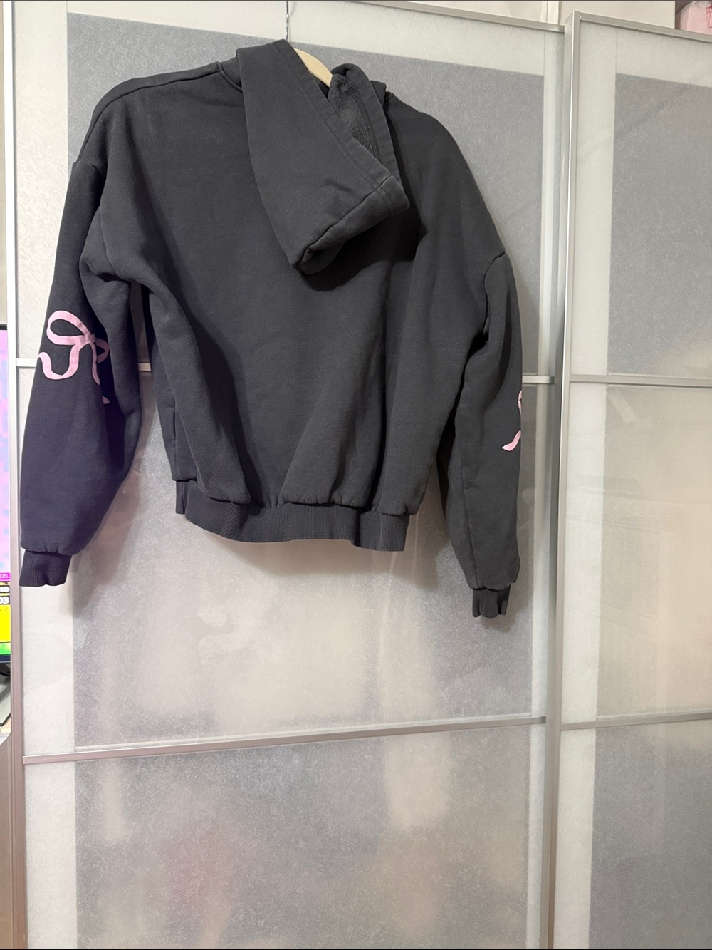 Edikted Charcoal Hoodie with Pink Logo Tag - Picture 4 of 6